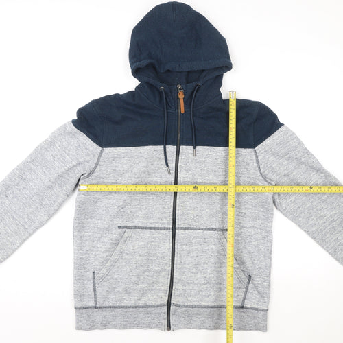 H&M LOGG Men's Grey & Navy Hooded Full Zip Jacket Size L