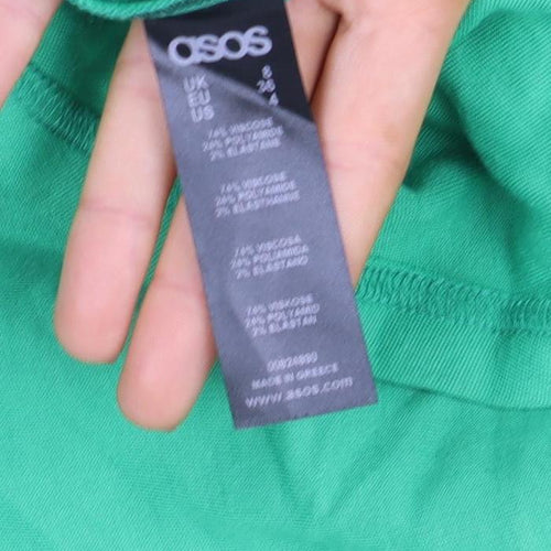 ASOS Womens Green A-Line Midi Jersey Skirt Size 4