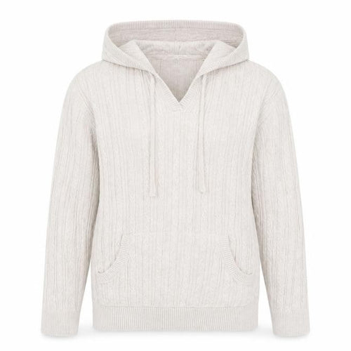 FatFace Women’s Beige Hooded Knit Jacket Size 12 Cotton Wool Blend