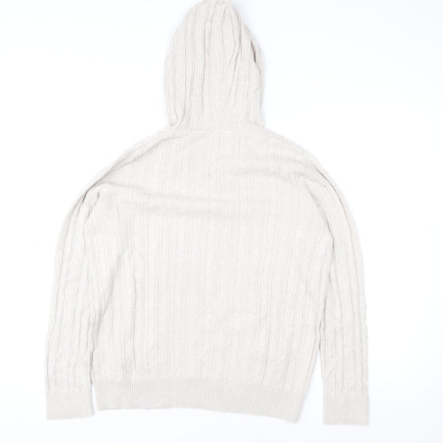 FatFace Women’s Beige Hooded Knit Jacket Size 12 Cotton Wool Blend