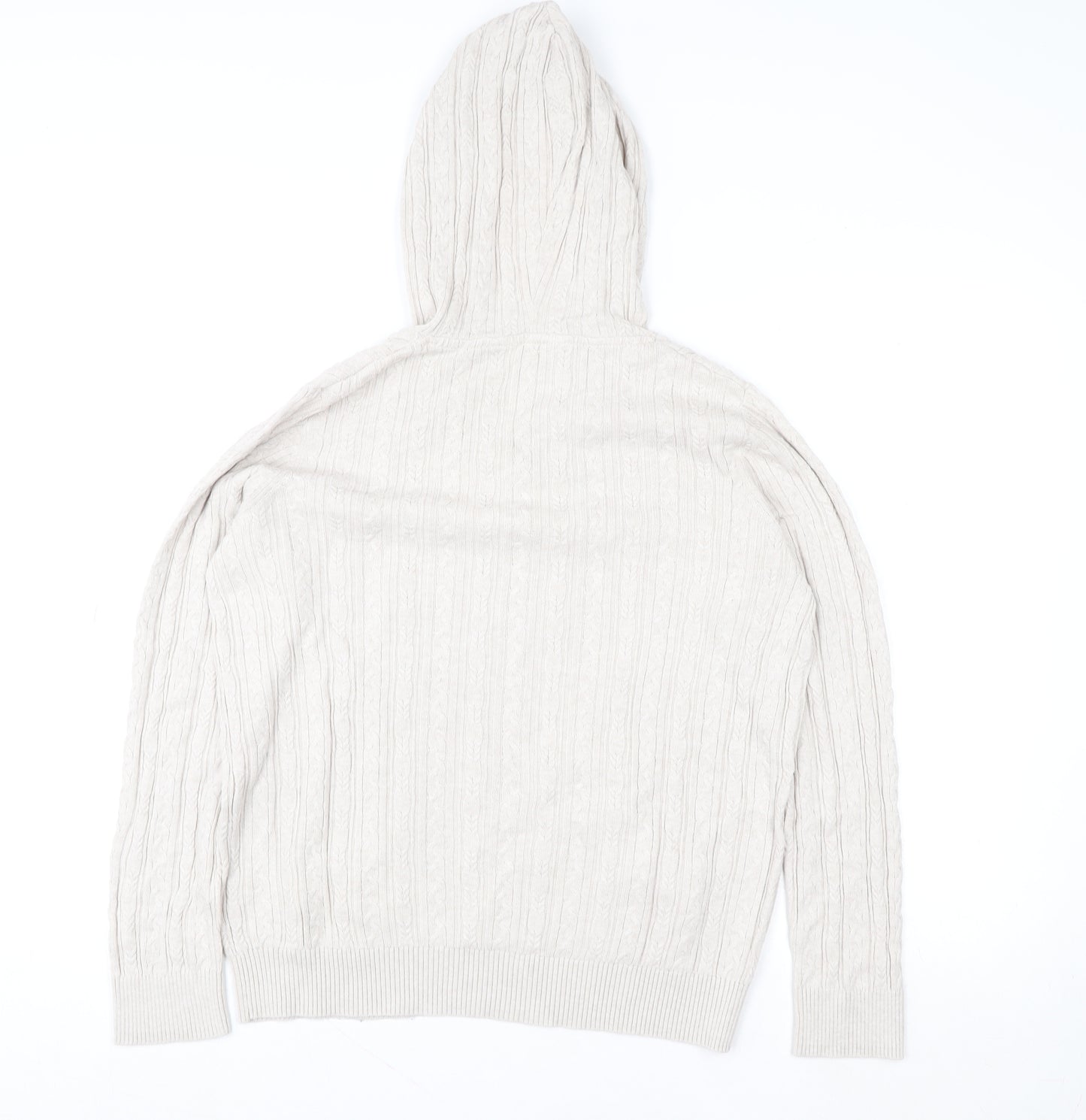 FatFace Women’s Beige Hooded Knit Jacket Size 12 Cotton Wool Blend