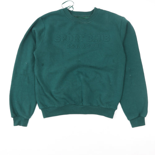 Selects Women Green Sport Club Crew Neck Pullover Sweatshirt Size S