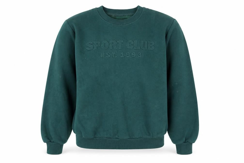 Front view of Selects Women Green Sport Club Crew Neck Pullover Sweatshirt, size S