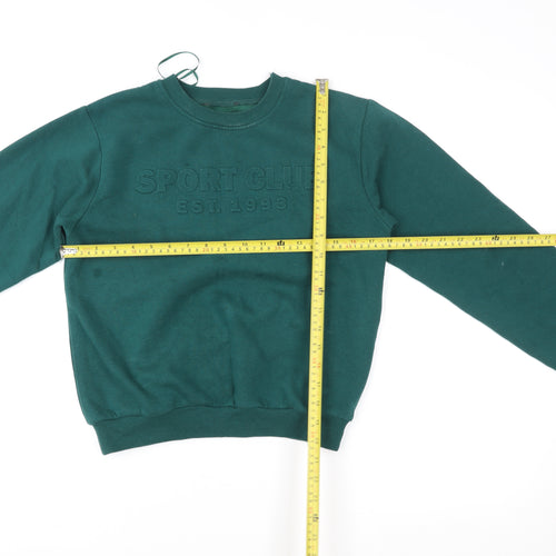 Selects Women Green Sport Club Crew Neck Pullover Sweatshirt Size S