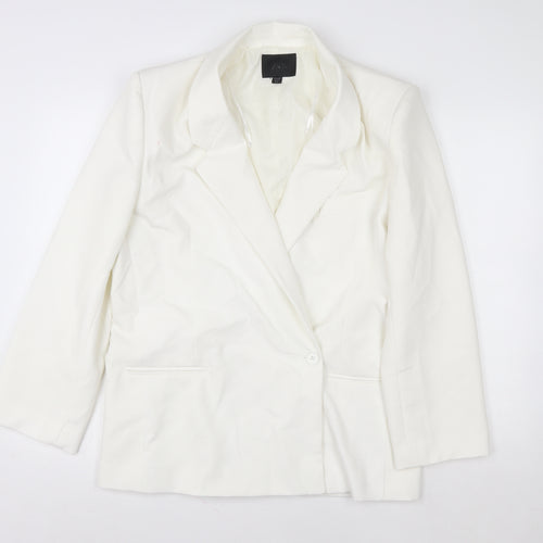 Zara Women White Single-Breasted Blazer Size 8 Slim Fit