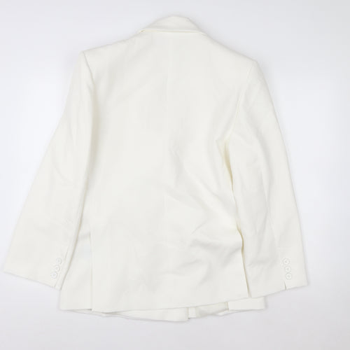 Zara Women White Single-Breasted Blazer Size 8 Slim Fit