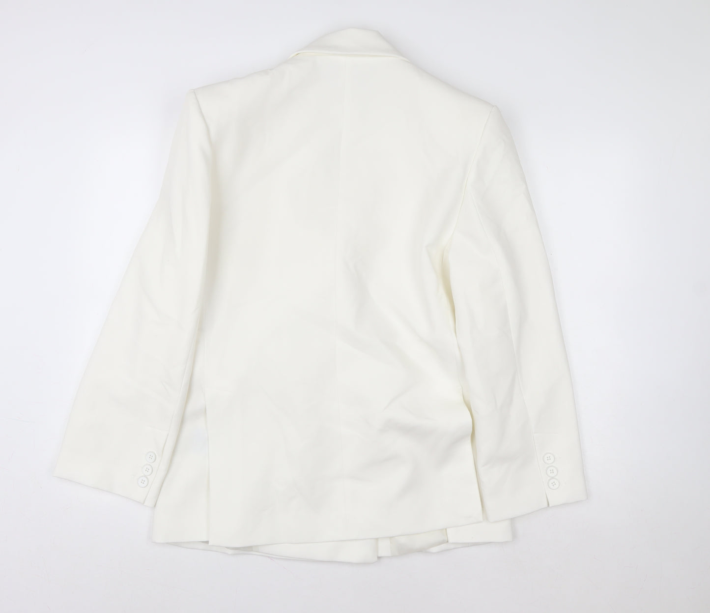 Zara Women White Single-Breasted Blazer Size 8 Slim Fit