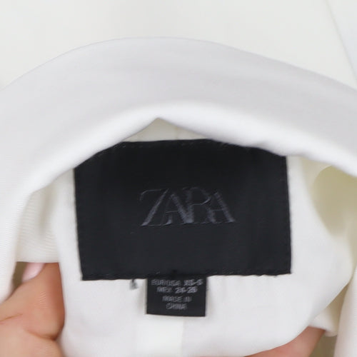 Zara Women White Single-Breasted Blazer Size 8 Slim Fit