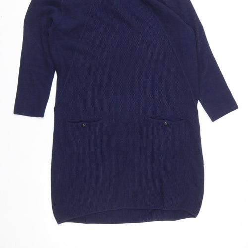 Marks and Spencer Autograph Women Blue Wool Blend Shift Dress Size 10