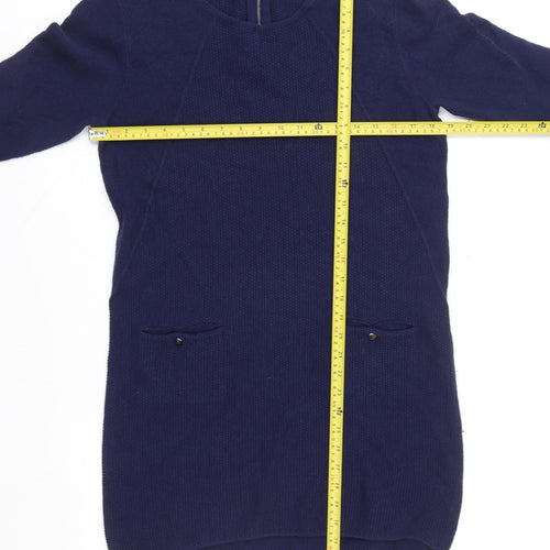 Marks and Spencer Autograph Women Blue Wool Blend Shift Dress Size 10