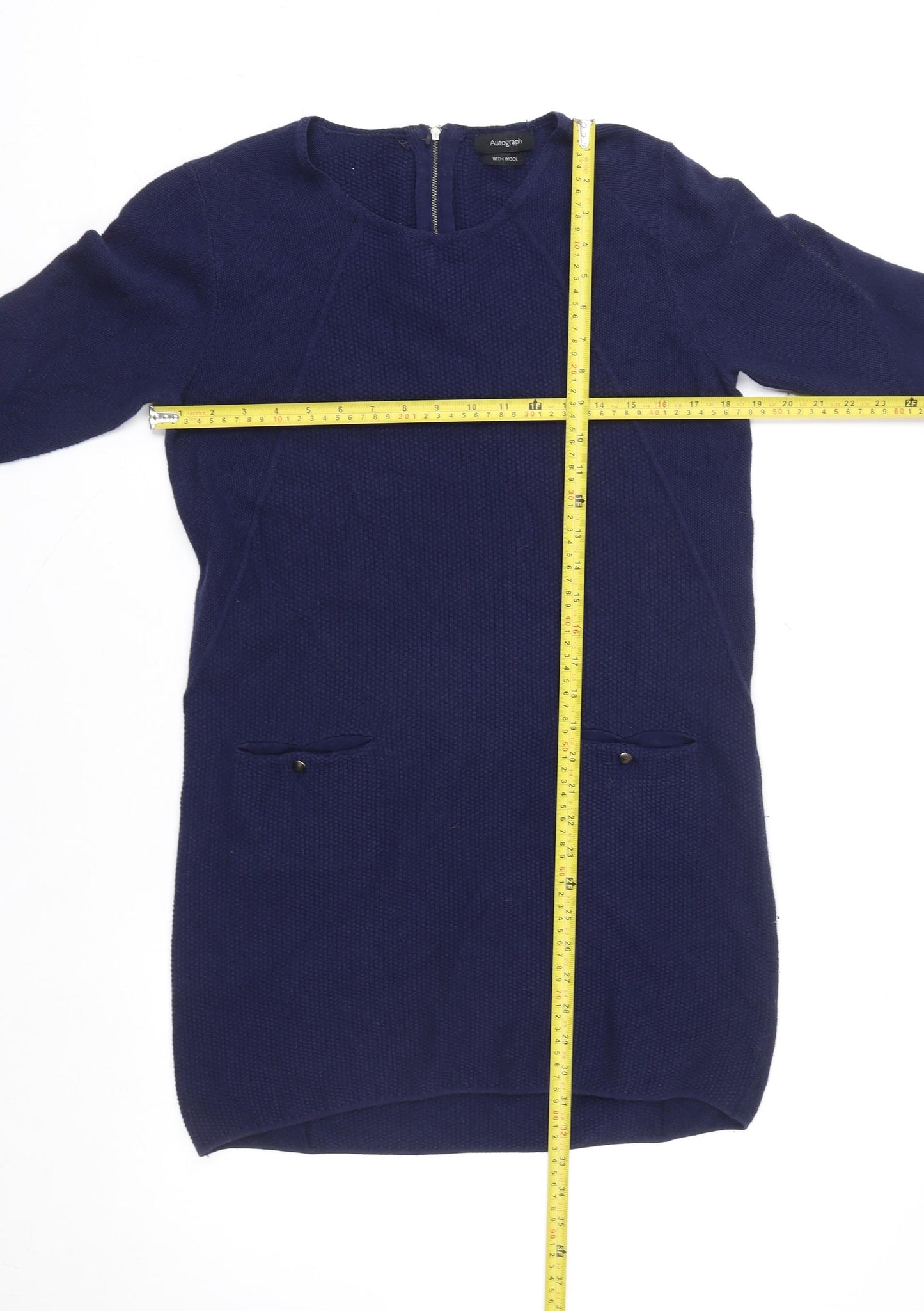 Marks and Spencer Autograph Women Blue Wool Blend Shift Dress Size 10