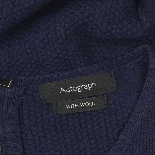 Marks and Spencer Autograph Women Blue Wool Blend Shift Dress Size 10