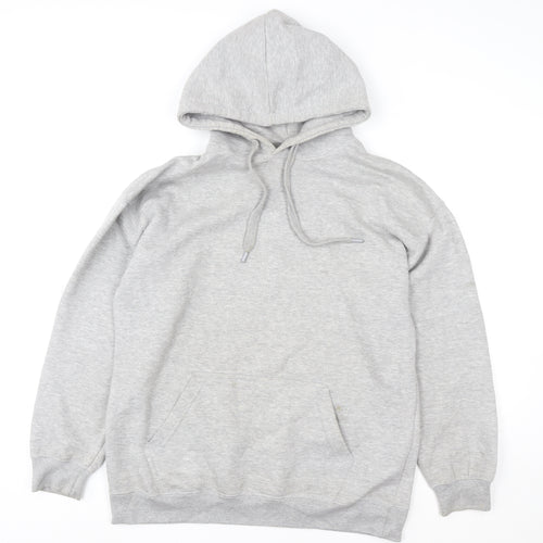 Pull&Bear Women Grey Hoodie Small Cotton Blend Pullover Casual