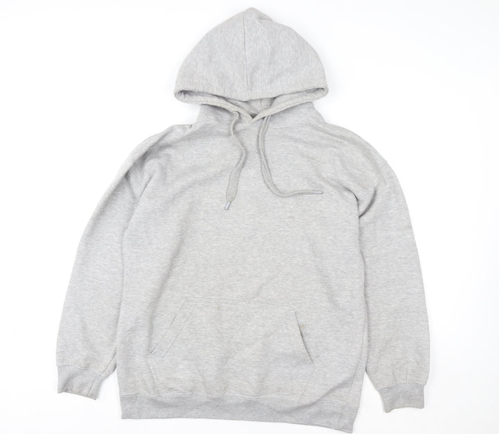 Pull&Bear Women Grey Hoodie Small Cotton Blend Pullover Casual