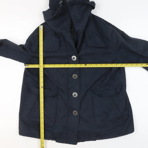 RJR John Rocha Women's Blue Hooded Trench Jacket Size 12