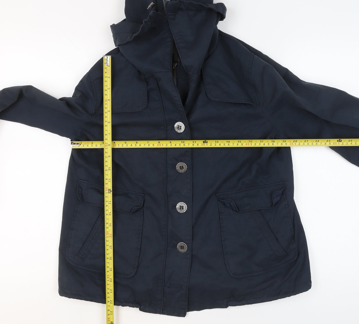 RJR John Rocha Women's Blue Hooded Trench Jacket Size 12