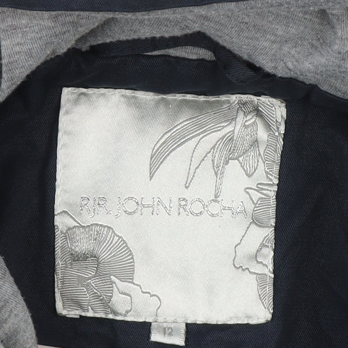 RJR John Rocha Women's Blue Hooded Trench Jacket Size 12