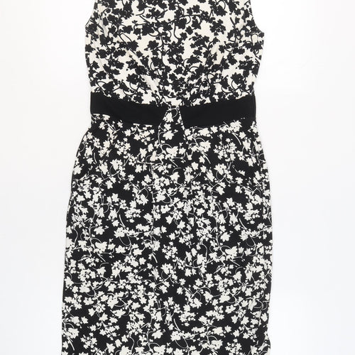 Hobbs Women’s Black Floral Sheath Dress Size 10 Sleeveless