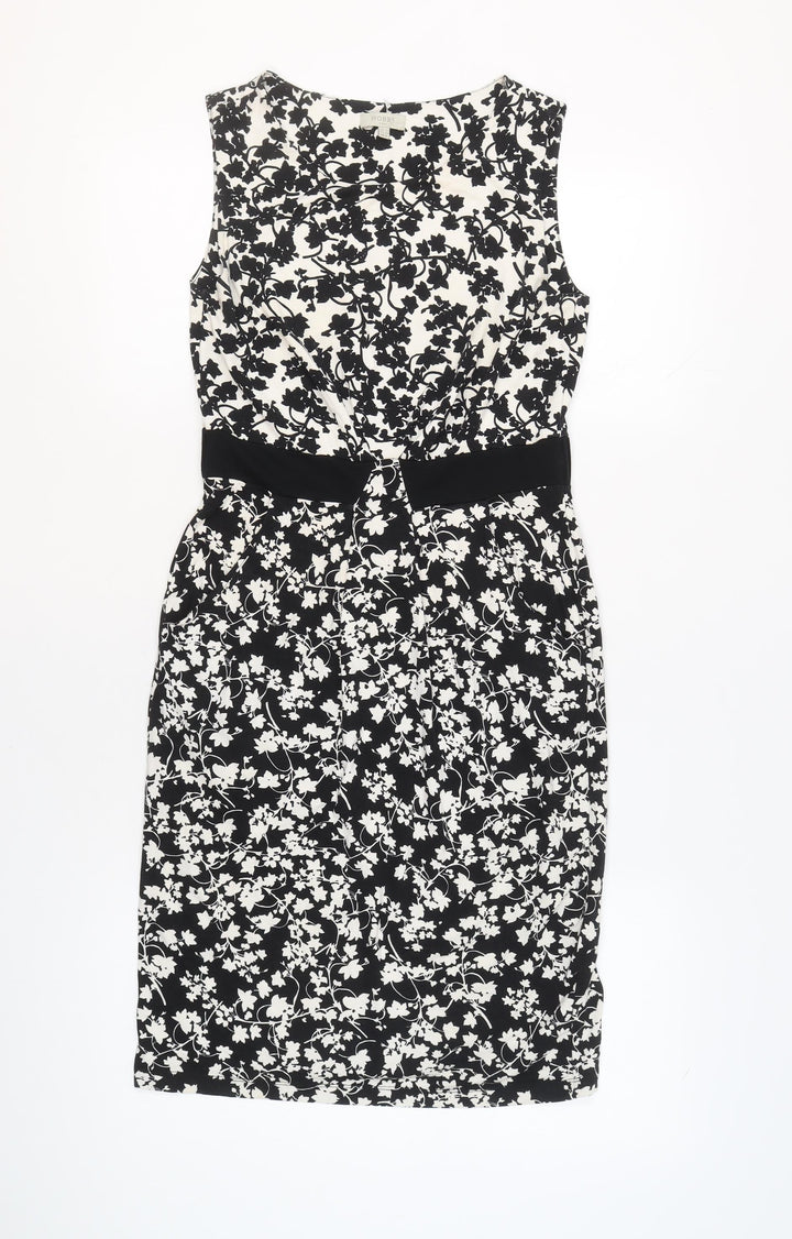 Hobbs Women’s Black Floral Sheath Dress Size 10 Sleeveless