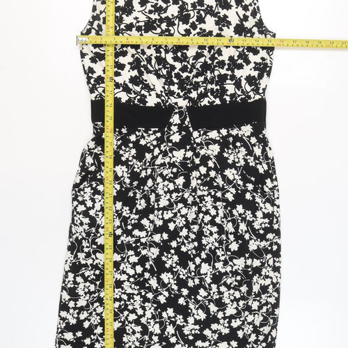 Hobbs Women’s Black Floral Sheath Dress Size 10 Sleeveless