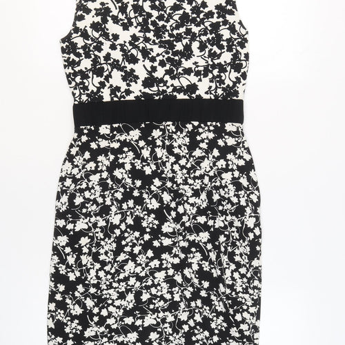Hobbs Women’s Black Floral Sheath Dress Size 10 Sleeveless