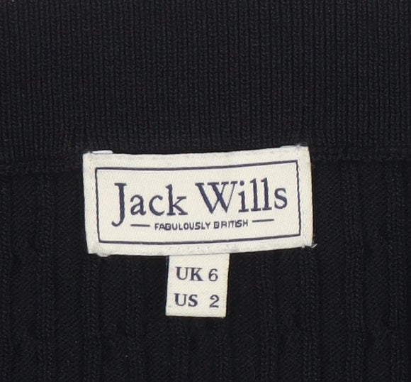 Jack Wills Womens Black Knit Pencil Skirt Size 6 Stretch