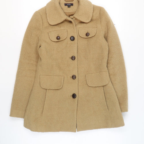 Therapy Women Beige Wool Blend Mid-Length Overcoat Size 8