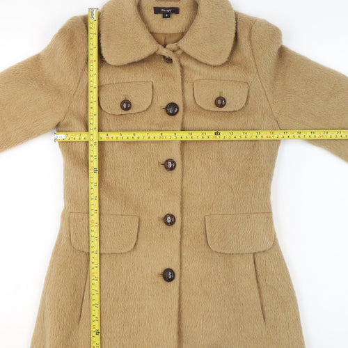 Therapy Women Beige Wool Blend Mid-Length Overcoat Size 8