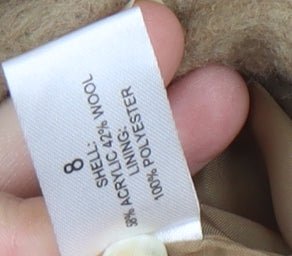 Therapy Women Beige Wool Blend Mid-Length Overcoat Size 8