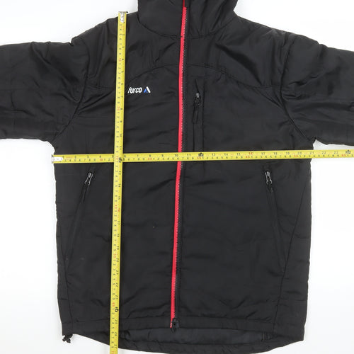 Furco Women's Black Hooded Puffer Jacket M Winter Warm Zip Coat