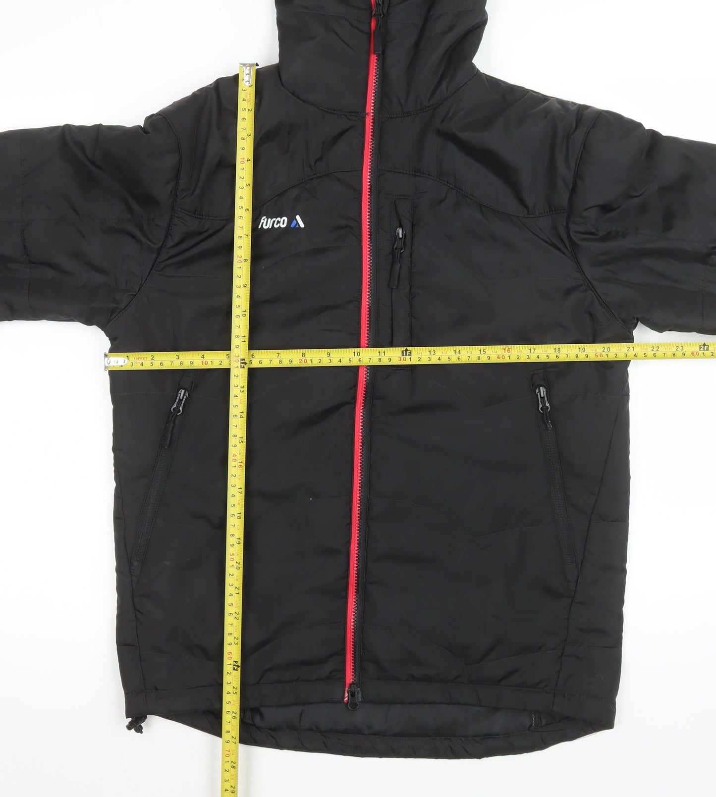 Furco Women's Black Hooded Puffer Jacket M Winter Warm Zip Coat