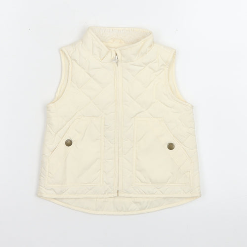 Gap Girls Ivory Quilted Waistcoat 2 Years Lightweight Full Zip Gilet
