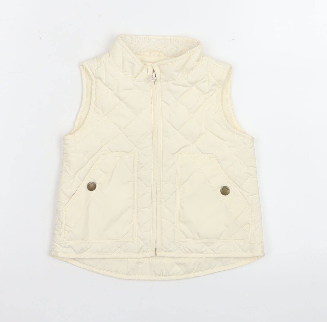 Gap Girls Ivory Quilted Waistcoat 2 Years Lightweight Full Zip Gilet