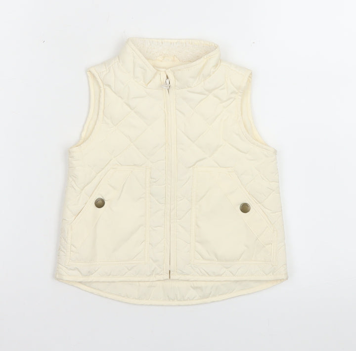Gap Girls Ivory Quilted Waistcoat 2 Years Lightweight Full Zip Gilet