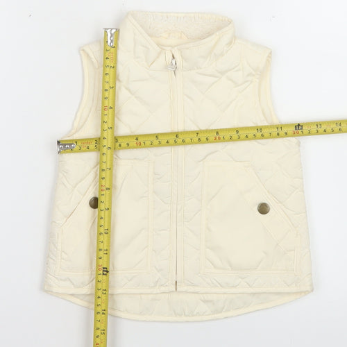 Gap Girls Ivory Quilted Waistcoat 2 Years Lightweight Full Zip Gilet