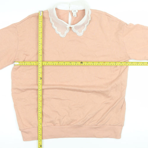 River Island Women’s Pink Cotton Collared Long Sleeve Blouse XS