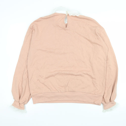 River Island Women’s Pink Cotton Collared Long Sleeve Blouse XS