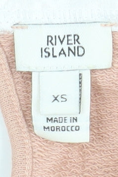 River Island Women’s Pink Cotton Collared Long Sleeve Blouse XS