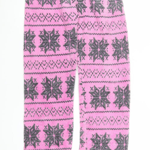Selena Secrets Womens Pink Fair Isle Fleece Pyjama Pants Size 10-12
