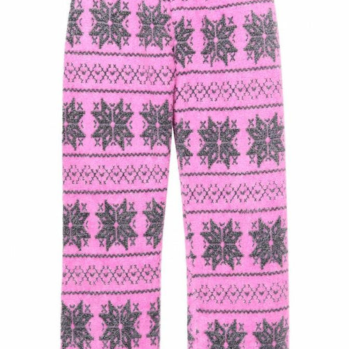 Selena Secrets Womens Pink Fair Isle Fleece Pyjama Pants Size 10-12