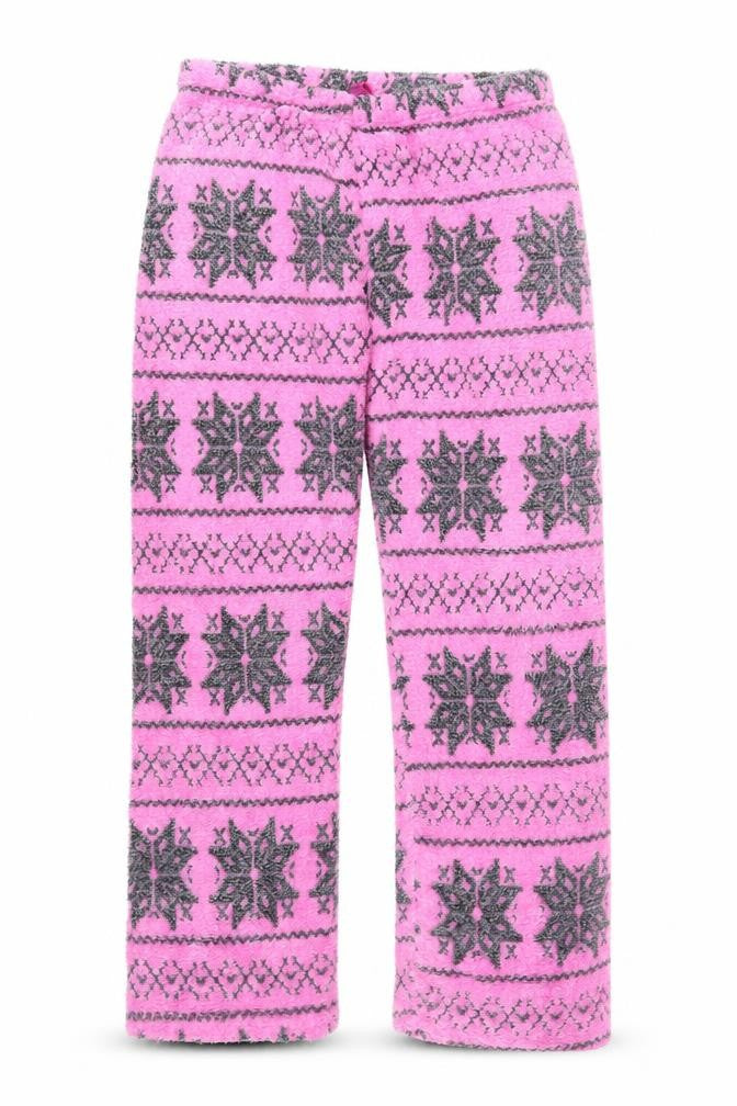 Selena Secrets Womens Pink Fair Isle Fleece Pyjama Pants Size 10-12