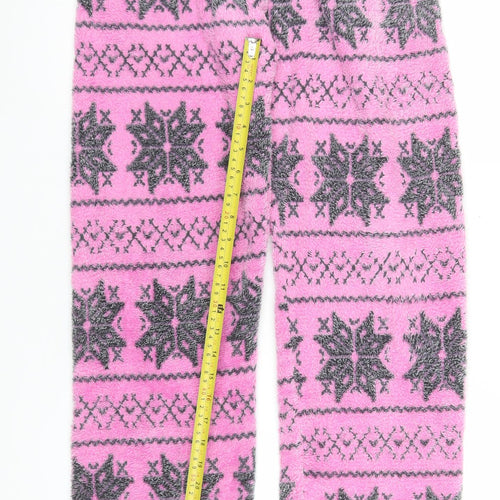 Selena Secrets Womens Pink Fair Isle Fleece Pyjama Pants Size 10-12