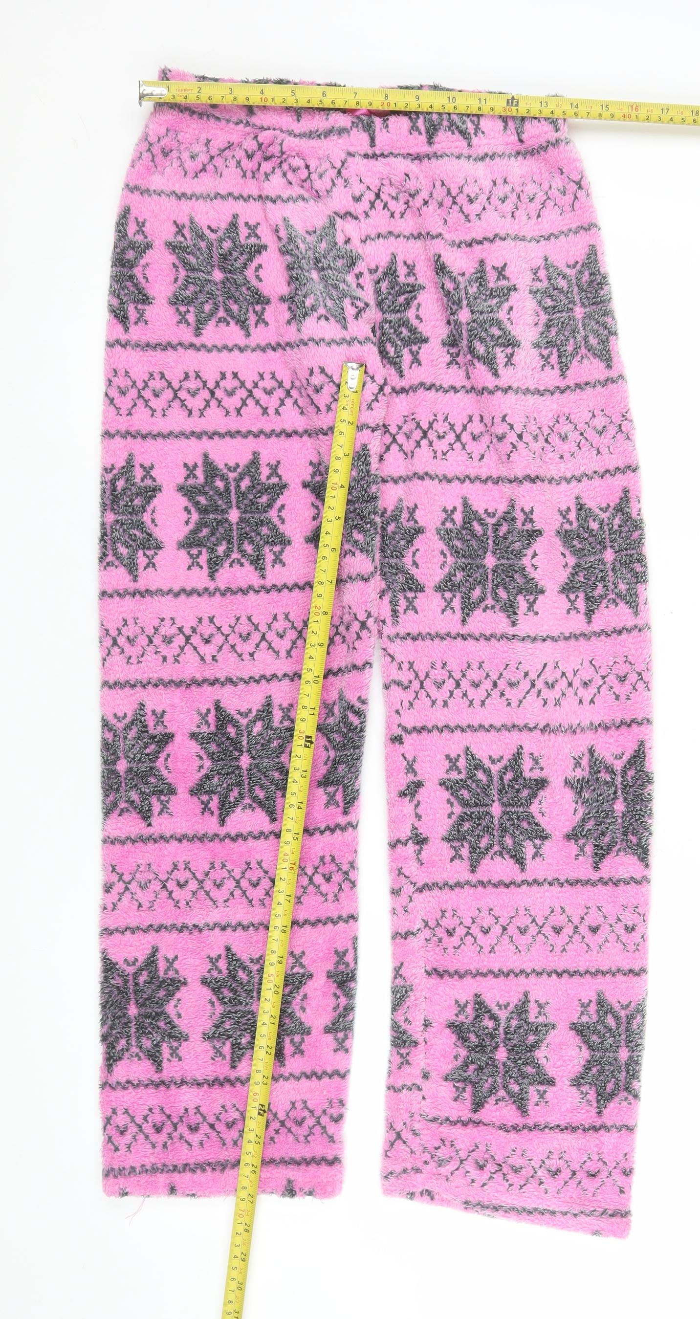 Selena Secrets Womens Pink Fair Isle Fleece Pyjama Pants Size 10-12