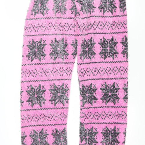 Selena Secrets Womens Pink Fair Isle Fleece Pyjama Pants Size 10-12