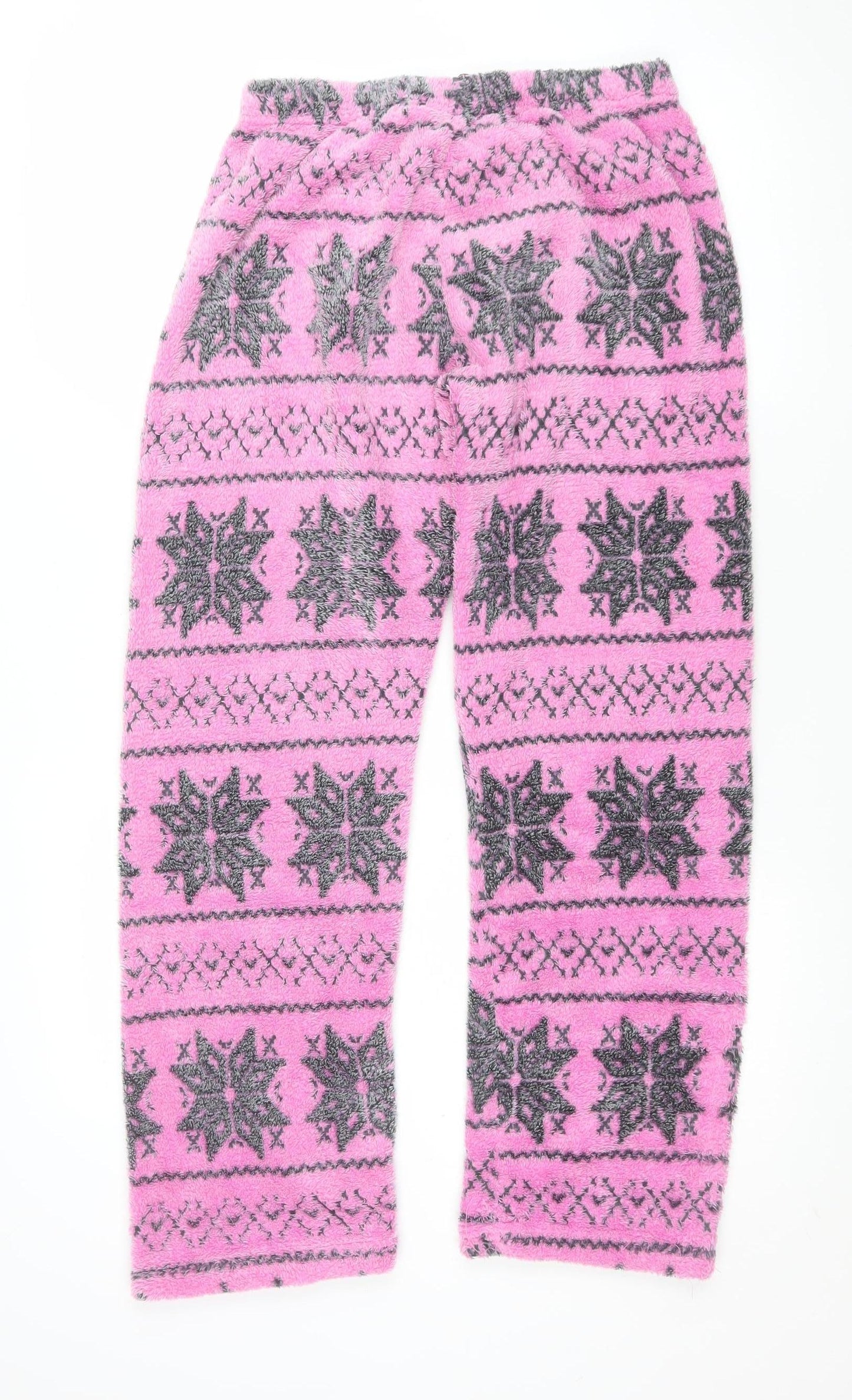 Selena Secrets Womens Pink Fair Isle Fleece Pyjama Pants Size 10-12