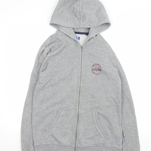 Jack & Jones Men's Grey Basic Full Zip Hooded Jacket Size S