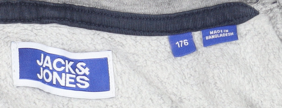 Jack & Jones Men's Grey Basic Full Zip Hooded Jacket Size S