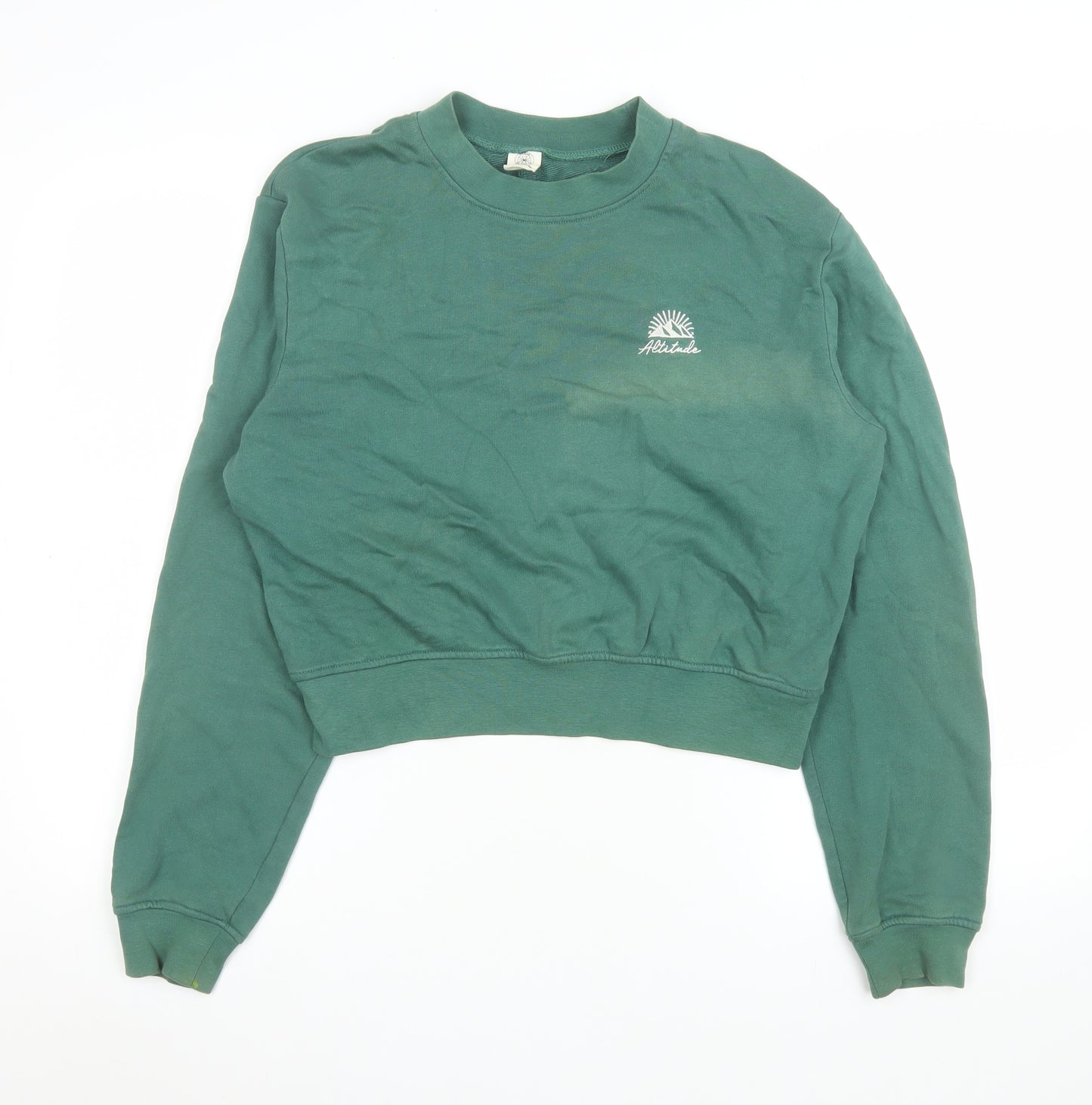 Urban Outfitters Women Green Crew Neck Cropped Sweatshirt Altitude S