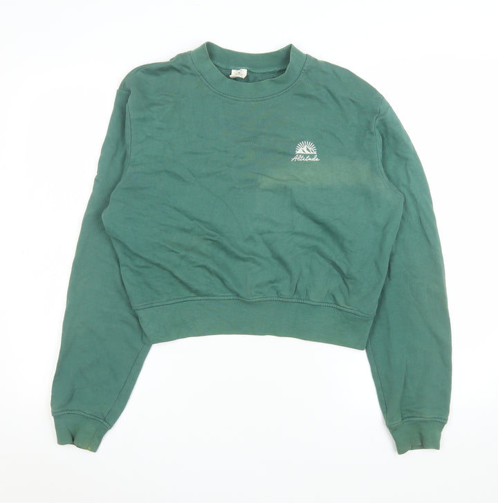Urban Outfitters Women Green Crew Neck Cropped Sweatshirt Altitude S