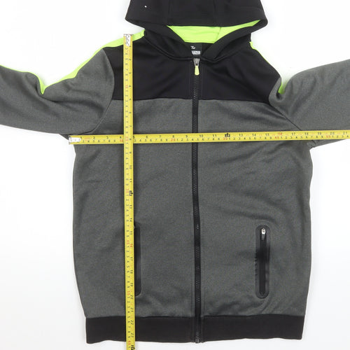 Tu Boys Grey Hooded Track Jacket Size 13 Years 158cm Polyester Zip Sportswear